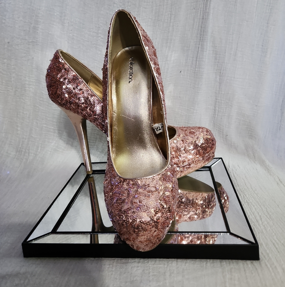 Xhilaration Rose Gold Sequin High Heel Pumps